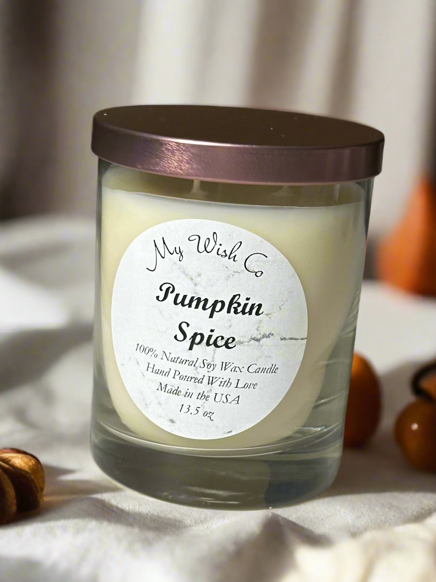 Pumpkin Spice Soy Wax Candle | Eco-friendly Fall Scented Candle | Autumn Aroma | Hand-Poured & Long-Lasting Burn | 13.5 oz