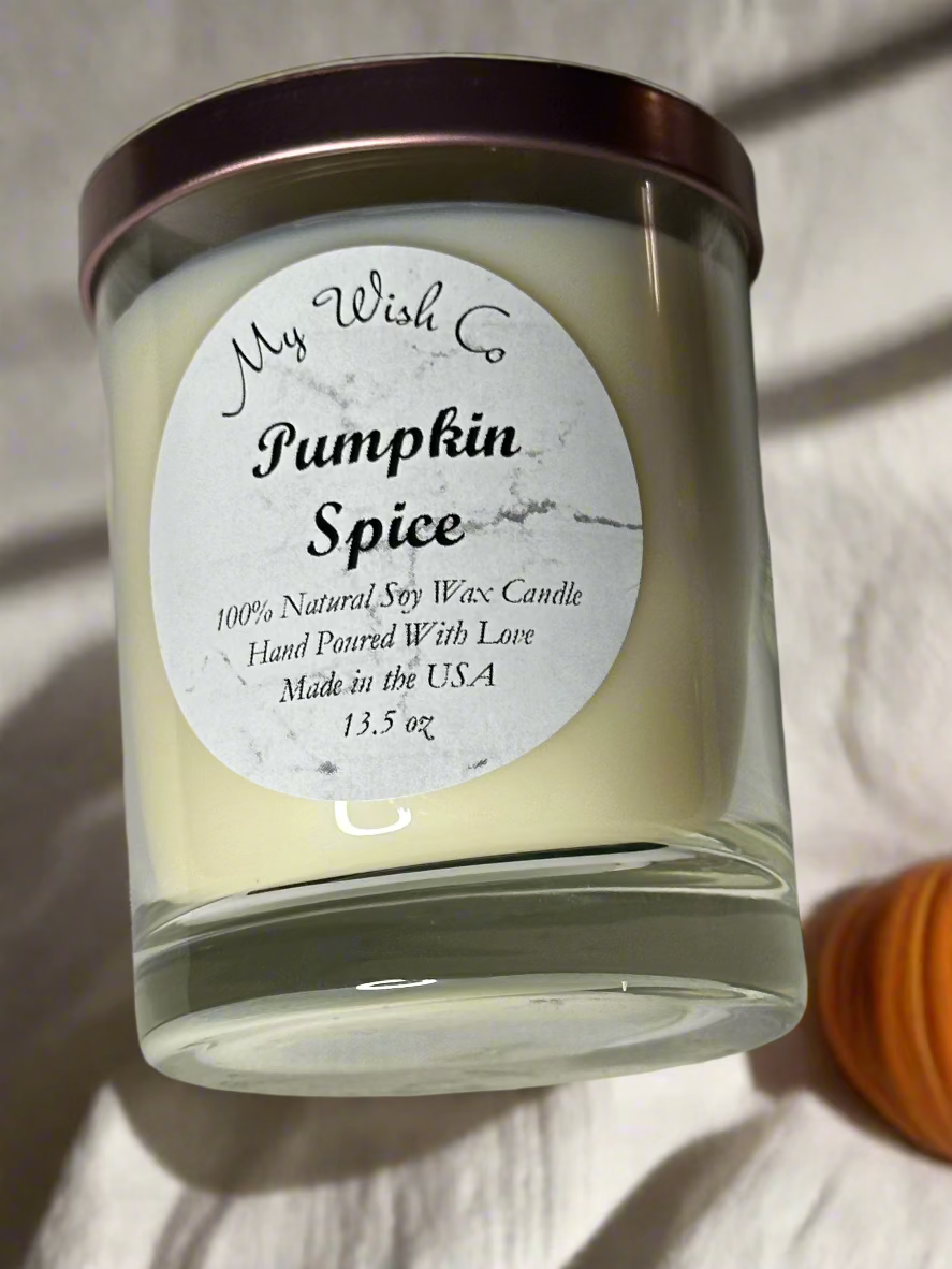 Pumpkin Spice Soy Wax Candle | Eco-friendly Fall Scented Candle | Autumn Aroma | Hand-Poured & Long-Lasting Burn | 13.5 oz